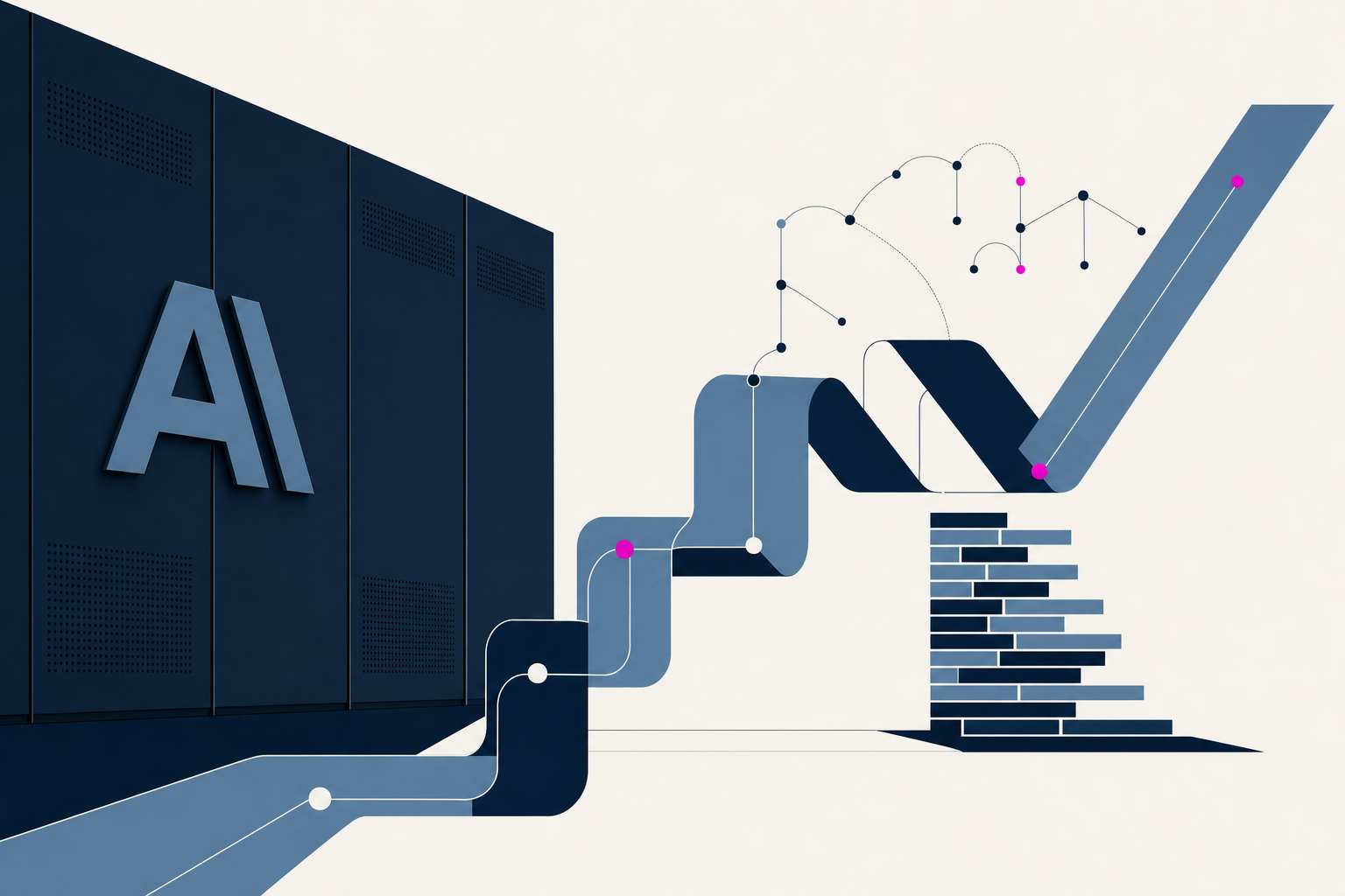 Stylized illustration of Anthropic compute racks powering Lean proof formalization.