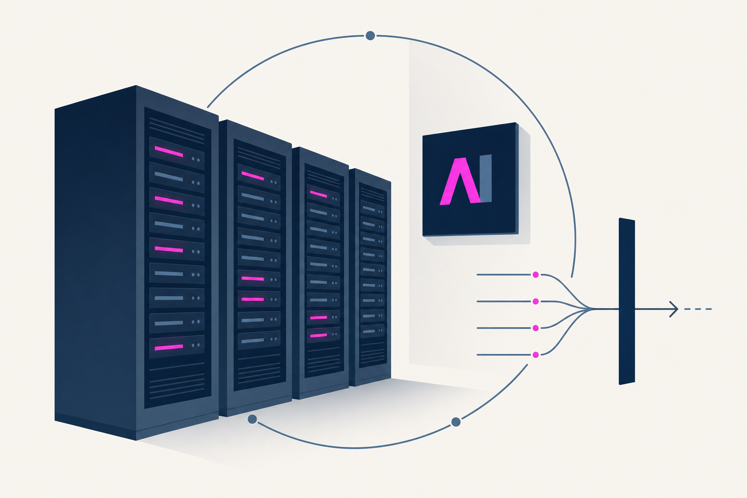 Minimal editorial illustration of Anthropic server racks symbolizing frontier AI evaluation controls.