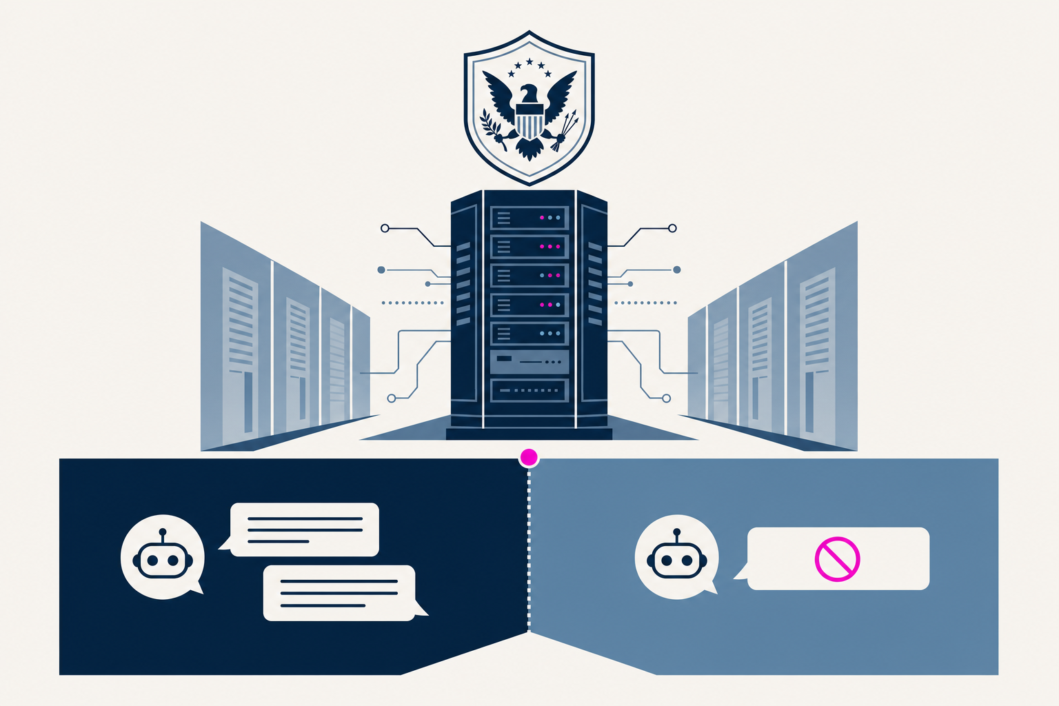 Minimal illustration of America.gov chatbot policy enforcement via secure server infrastructure