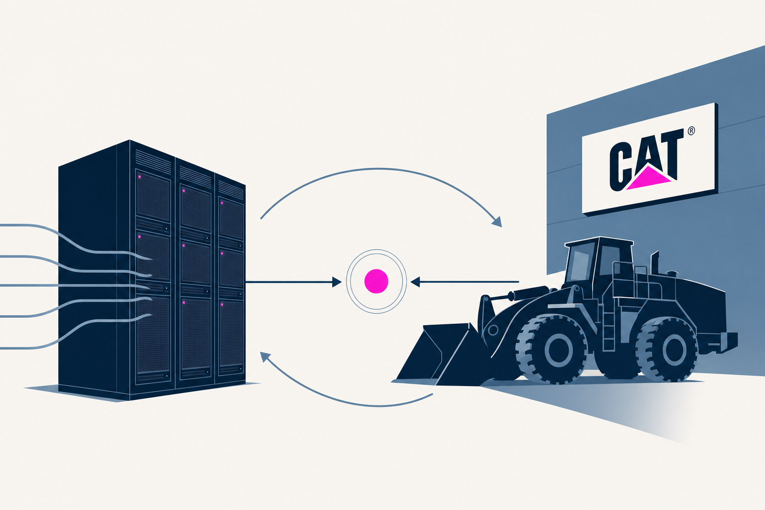 CoreWeave datacenter hardware powering Caterpillar physical-AI feedback loops