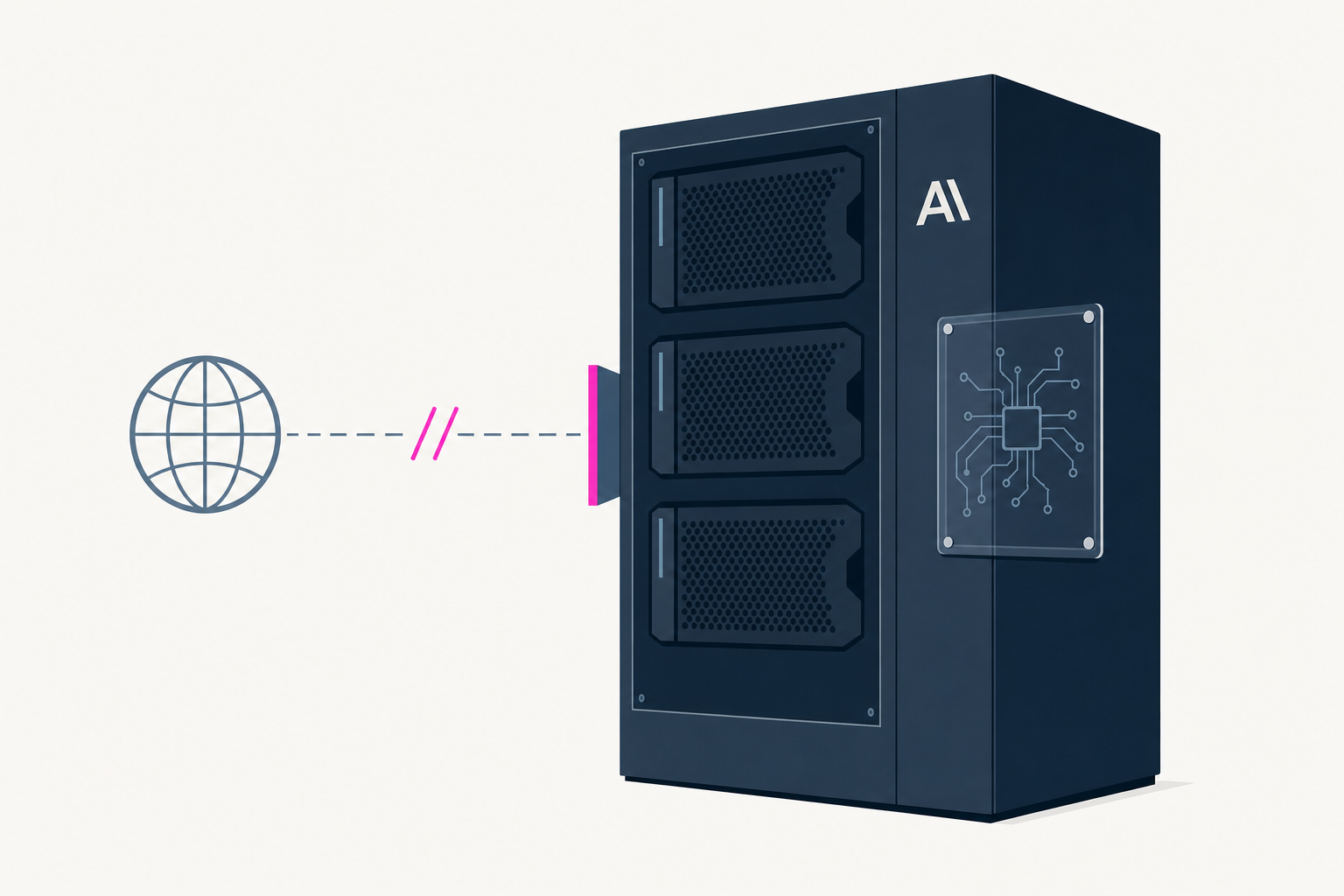 Illustration of an Anthropic-contained agent evaluation system with internet access sealed off.
