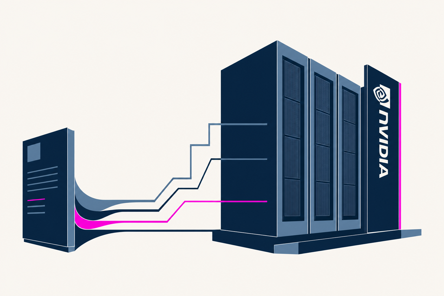 NVIDIA infrastructure illustration linking credit-style funding to datacenter buildout
