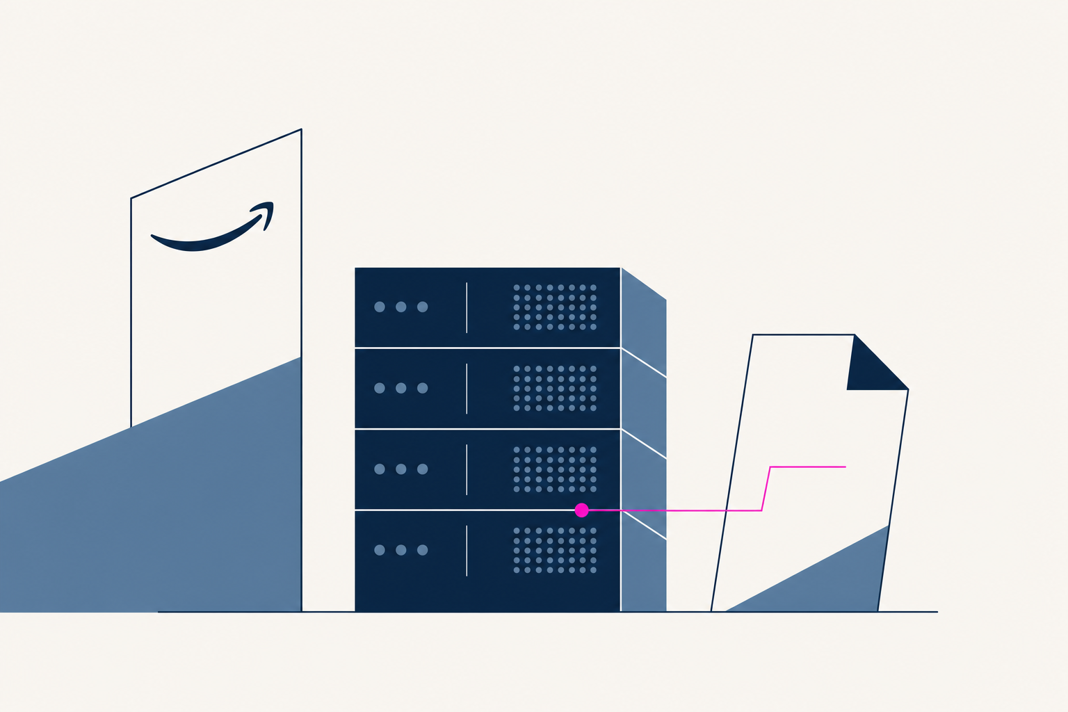 Minimalist illustration of Amazon infrastructure and convertible-note economics tied to Anthropic.