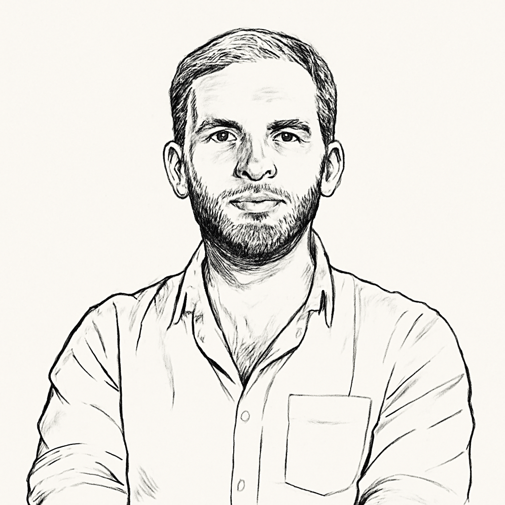 Drawn portrait of Dmytro Voloshyn