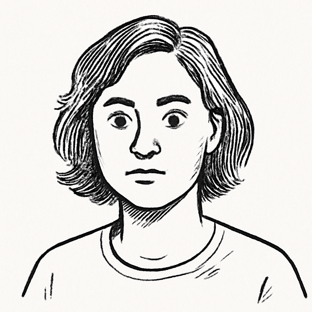 Drawn portrait of David Ha