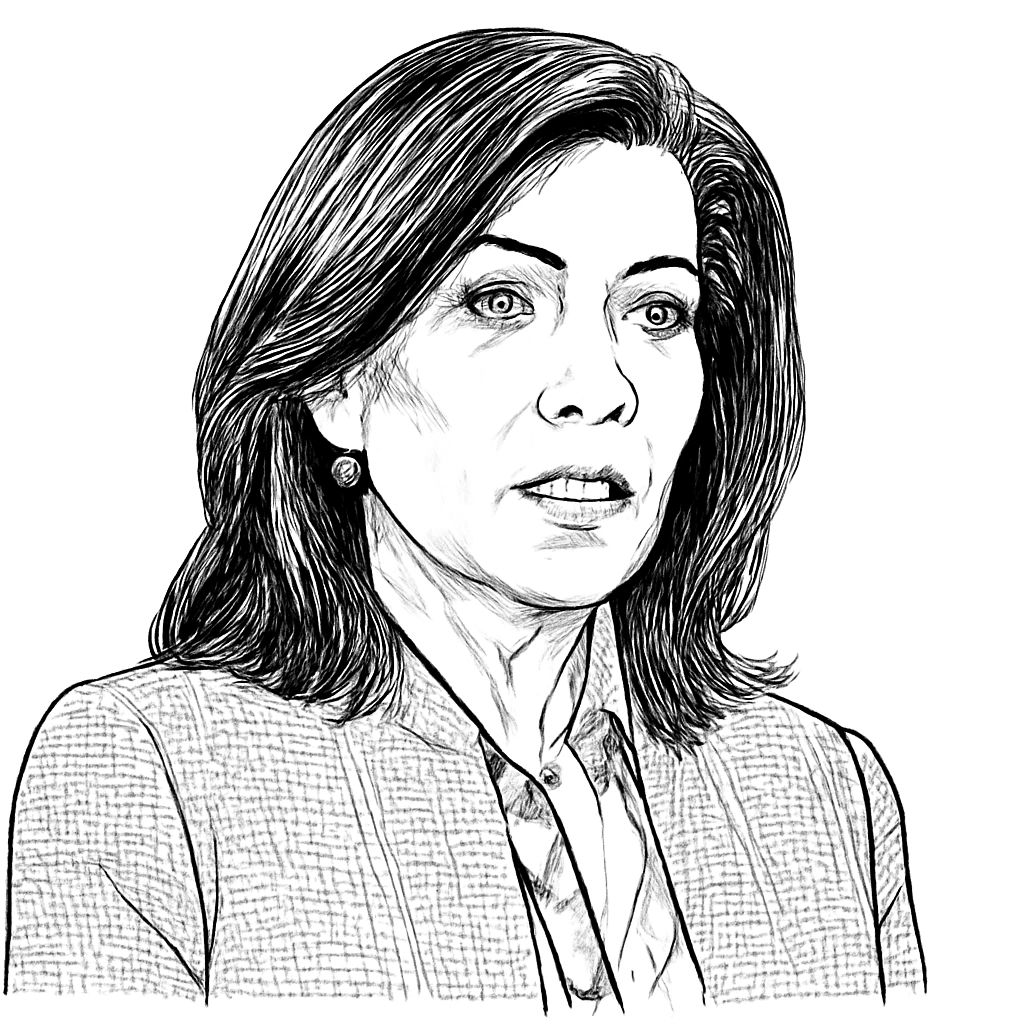 Drawn portrait of Kathy Hochul