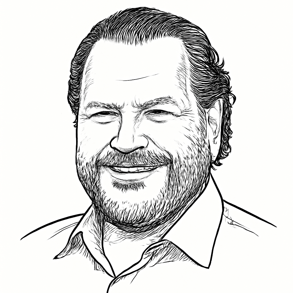 Drawn portrait of Marc Benioff