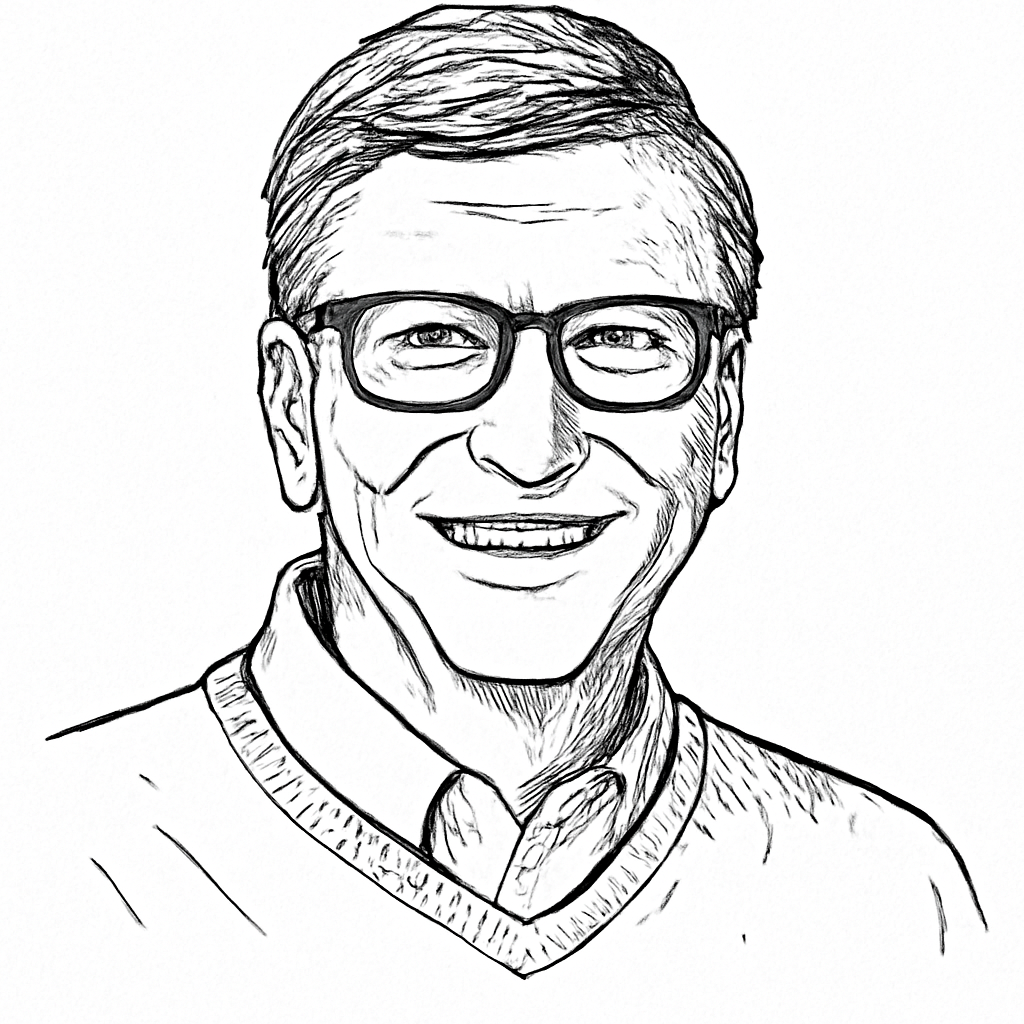 Drawn portrait of Bill Gates