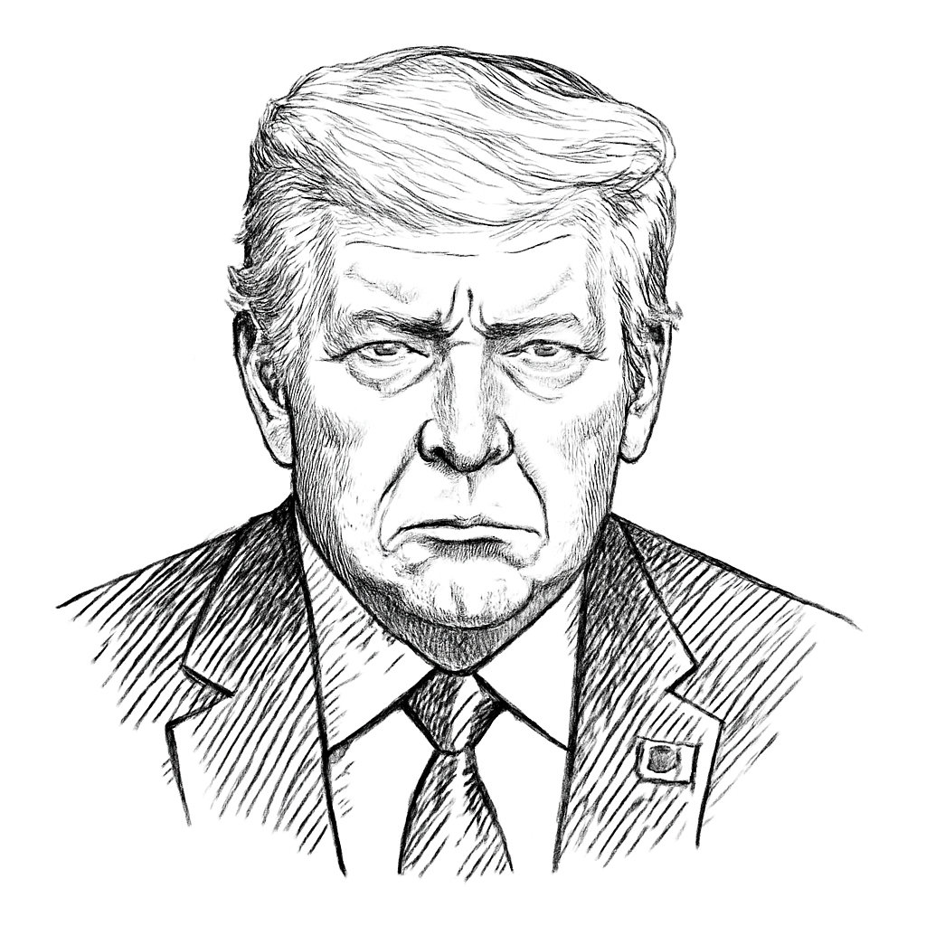 Drawn portrait of Donald J. Trump