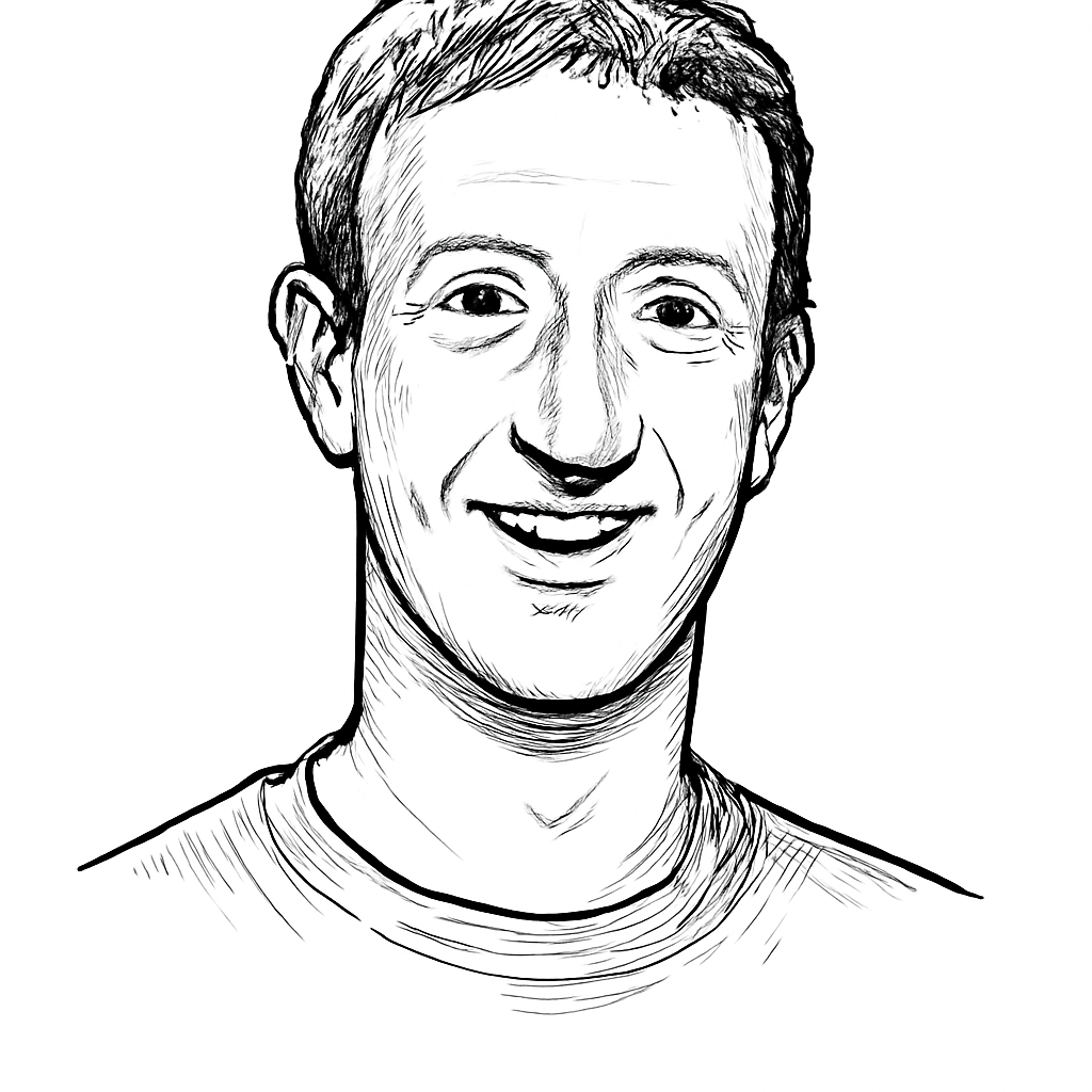 Drawn portrait of Mark Zuckerberg