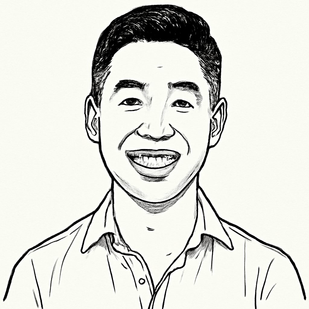 Drawn portrait of Tri Dao