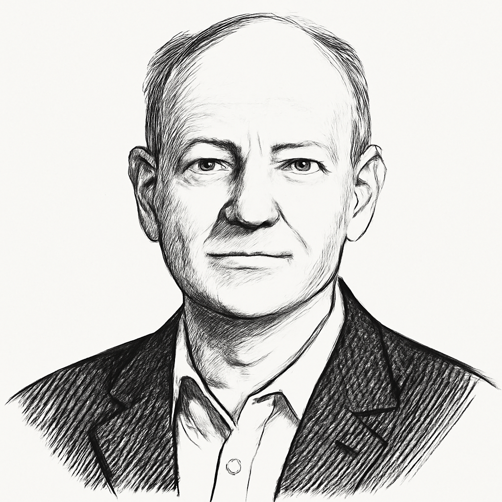 Drawn portrait of Stuart Russell