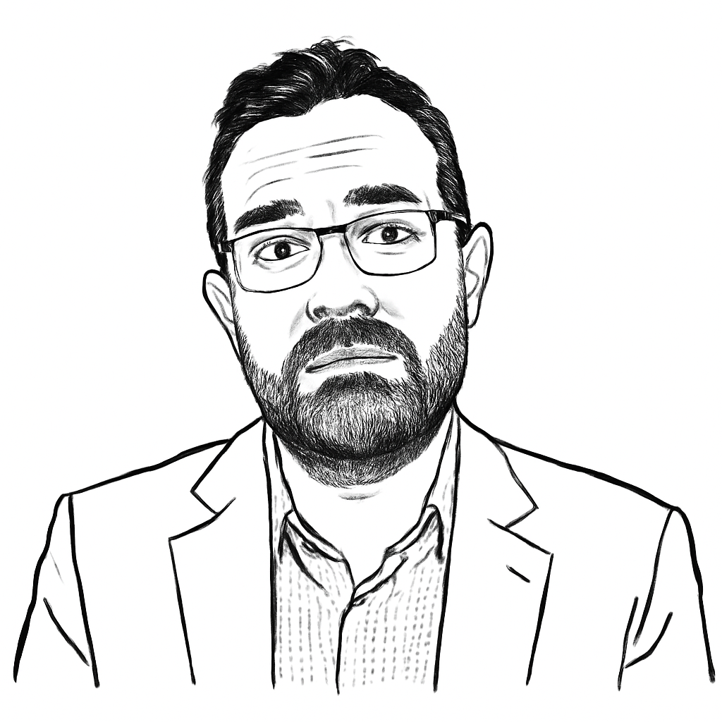 Drawn portrait of Azeem Azhar