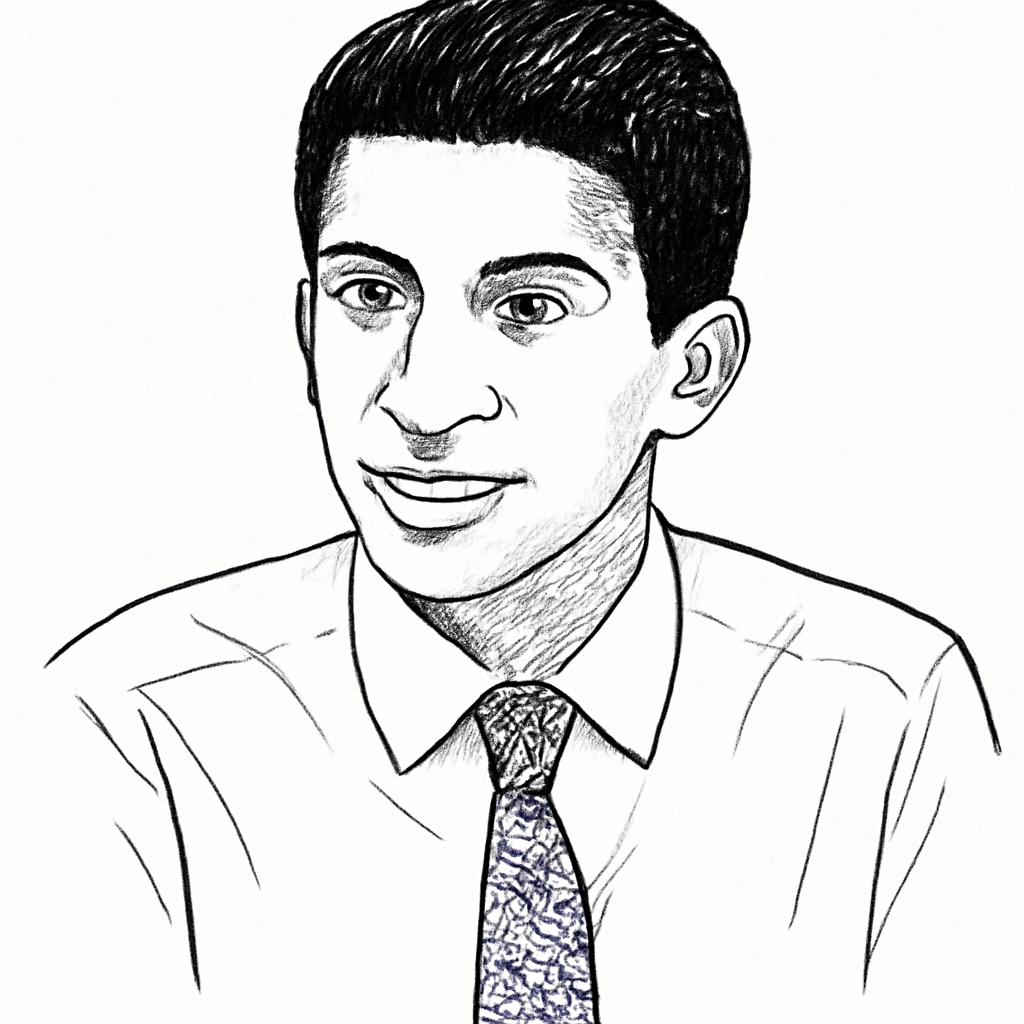 Drawn portrait of Varun Sivaram