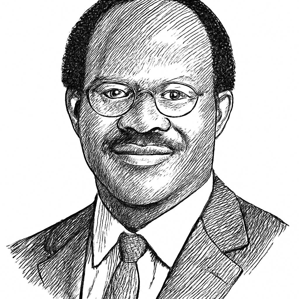Drawn portrait of Adebayo Ogunlesi