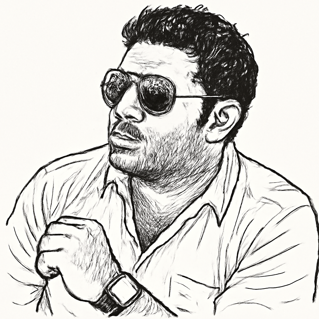 Drawn portrait of Nilay Patel