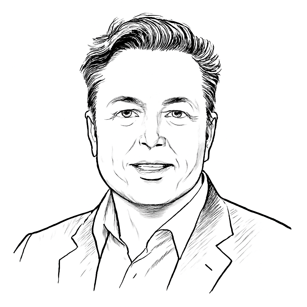 Drawn portrait of Elon Musk