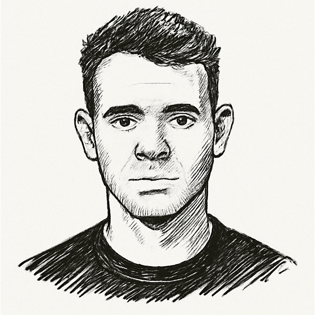 Drawn portrait of James Dacombe