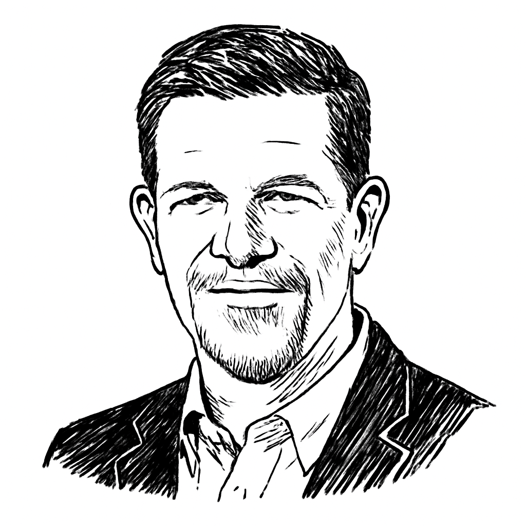 Drawn portrait of Reed Hastings