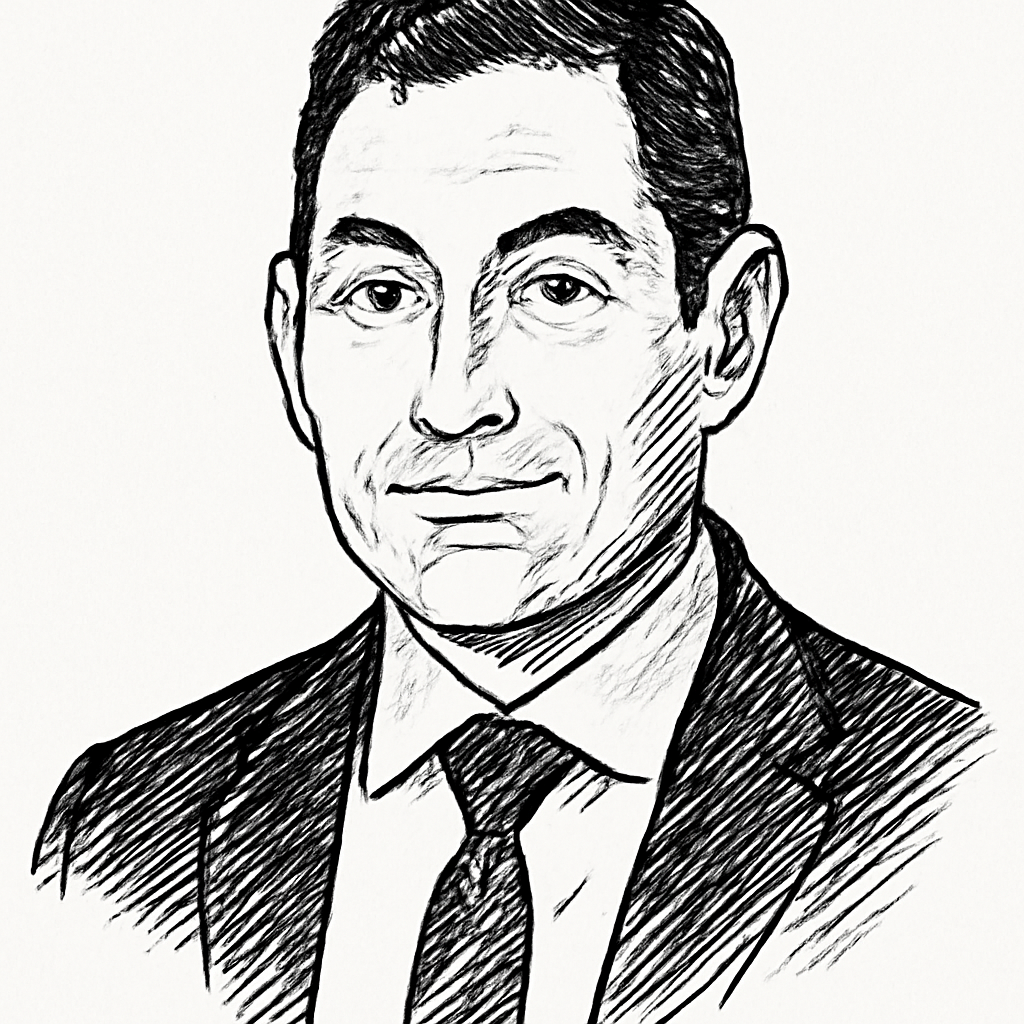 Drawn portrait of Mariano-Florentino Cuéllar