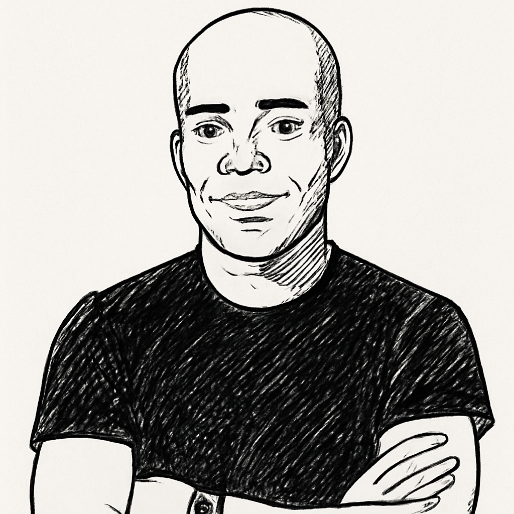 Drawn portrait of Adeyemi Ajao