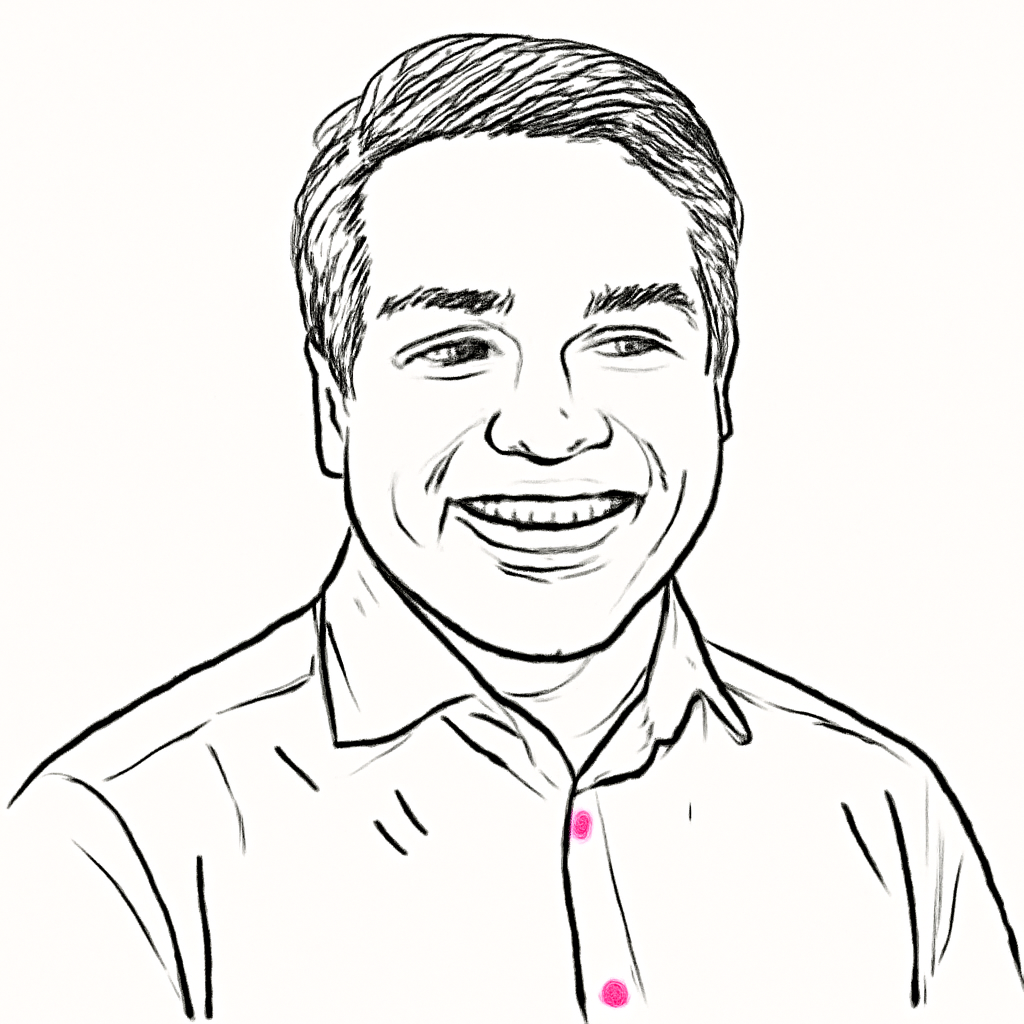 Drawn portrait of Thomas Kurian