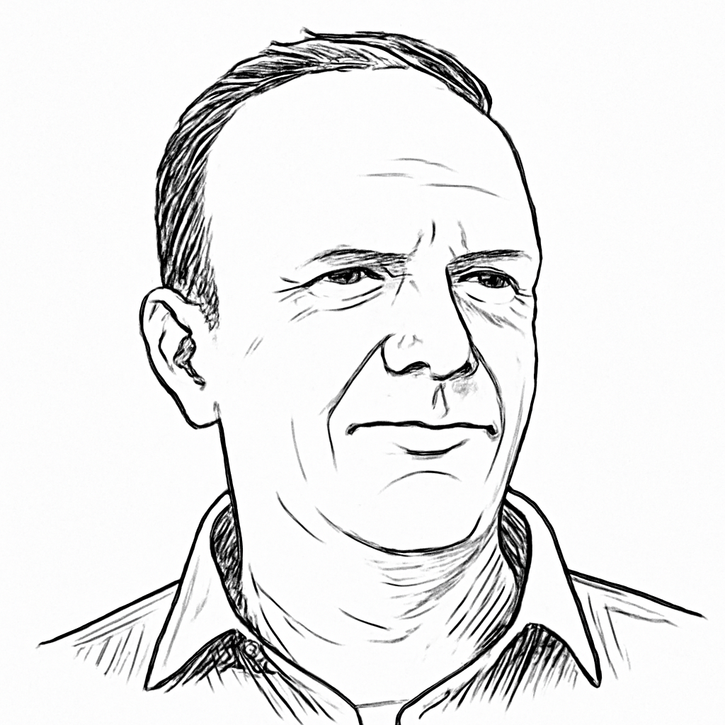 Drawn portrait of Michael Kagan