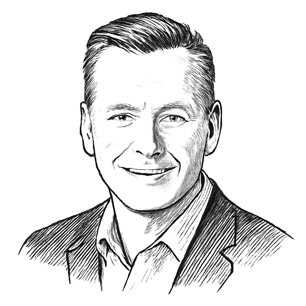 Drawn portrait of Tim Bender