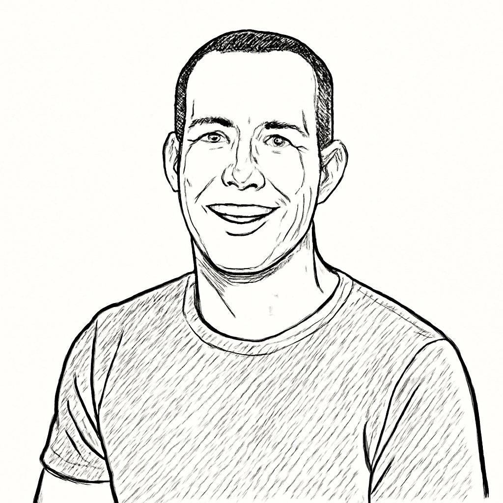 Drawn portrait of Javier Olivan