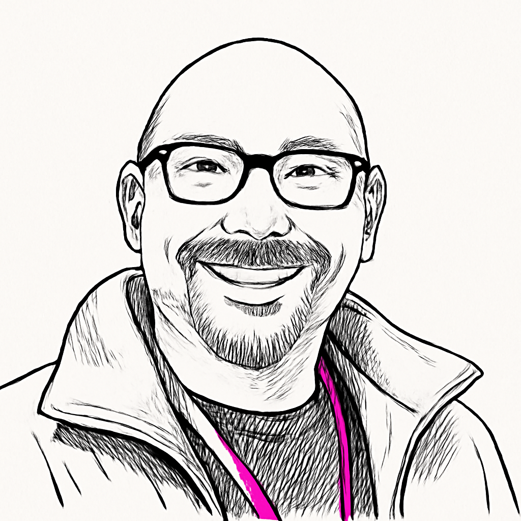Drawn portrait of Alex Schultz