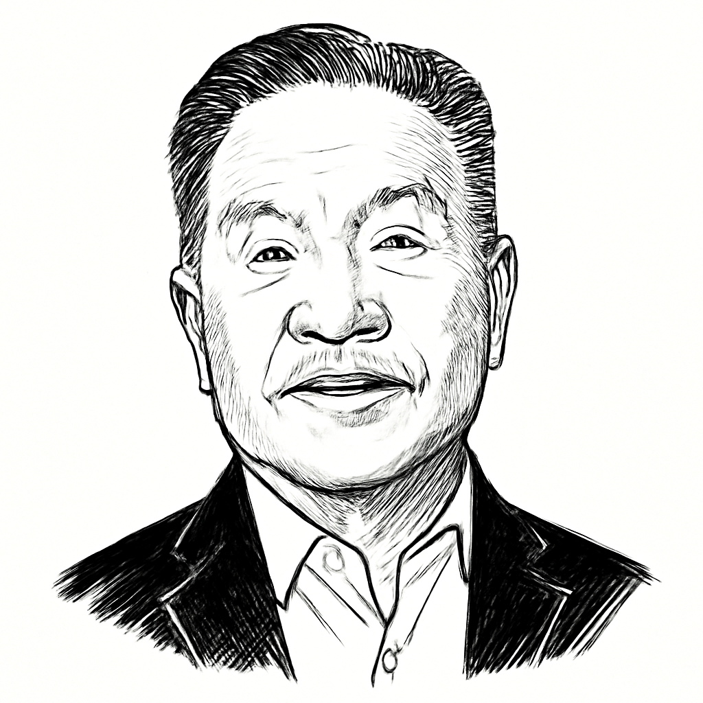 Drawn portrait of Hock E. Tan