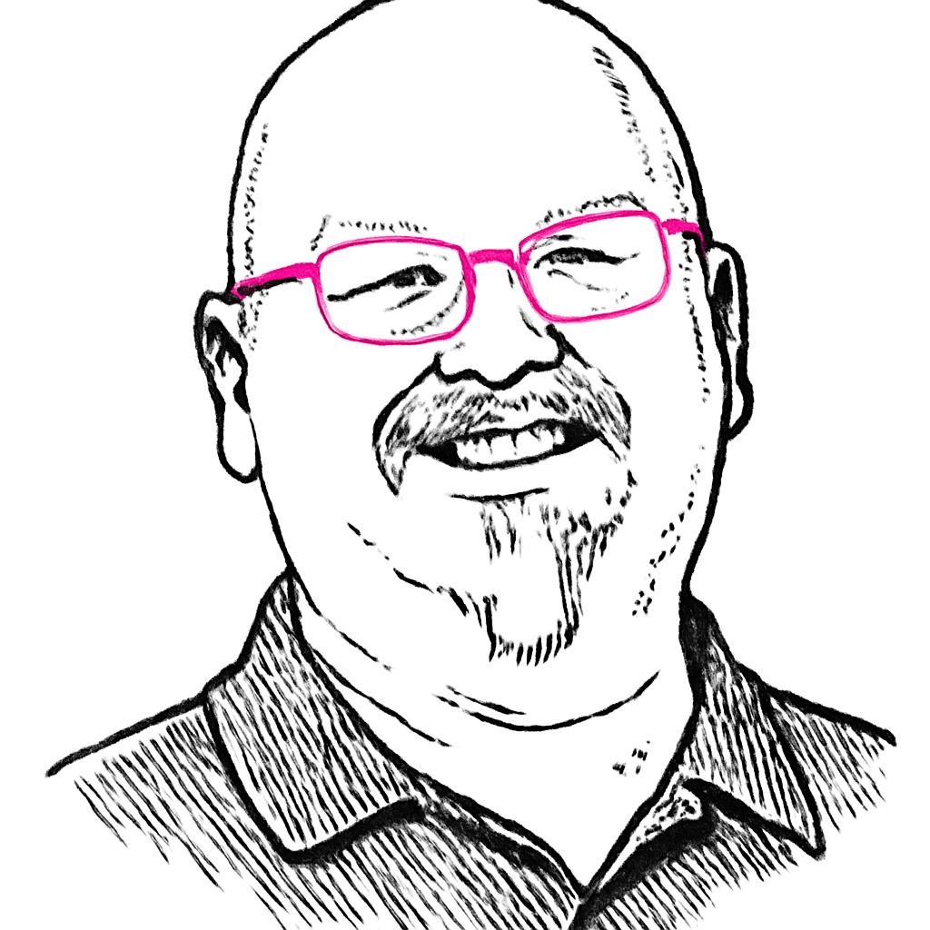 Drawn portrait of Kevin Scott