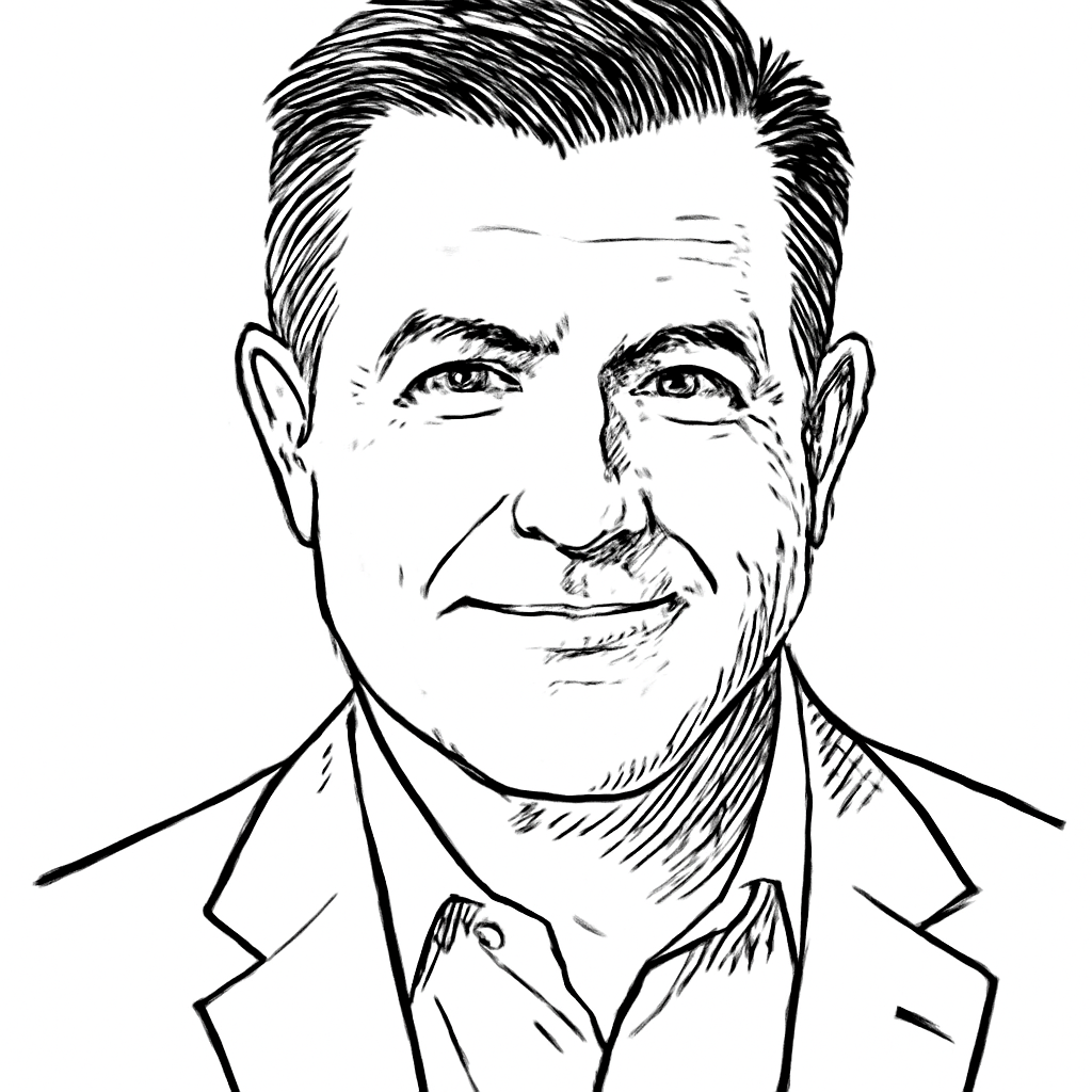 Drawn portrait of Jon Palmer