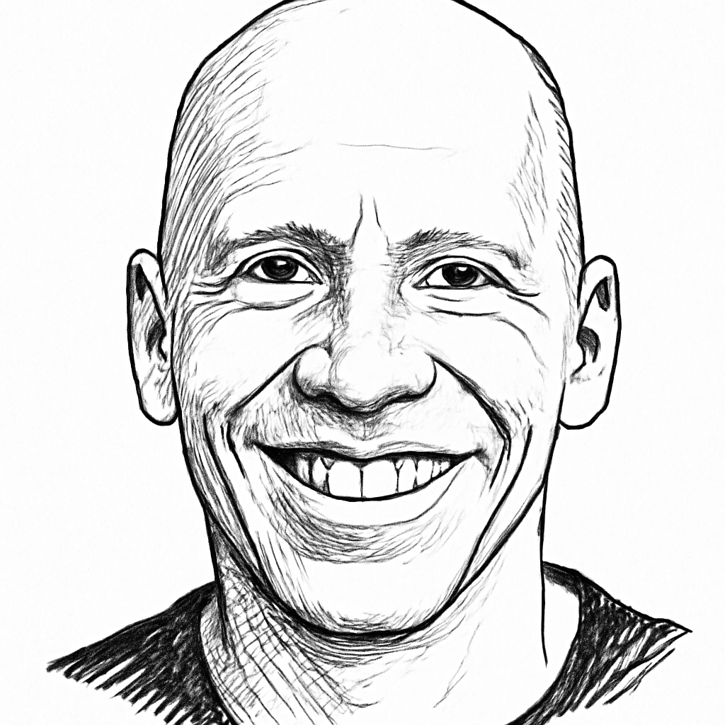 Drawn portrait of Kirk Koenigsbauer