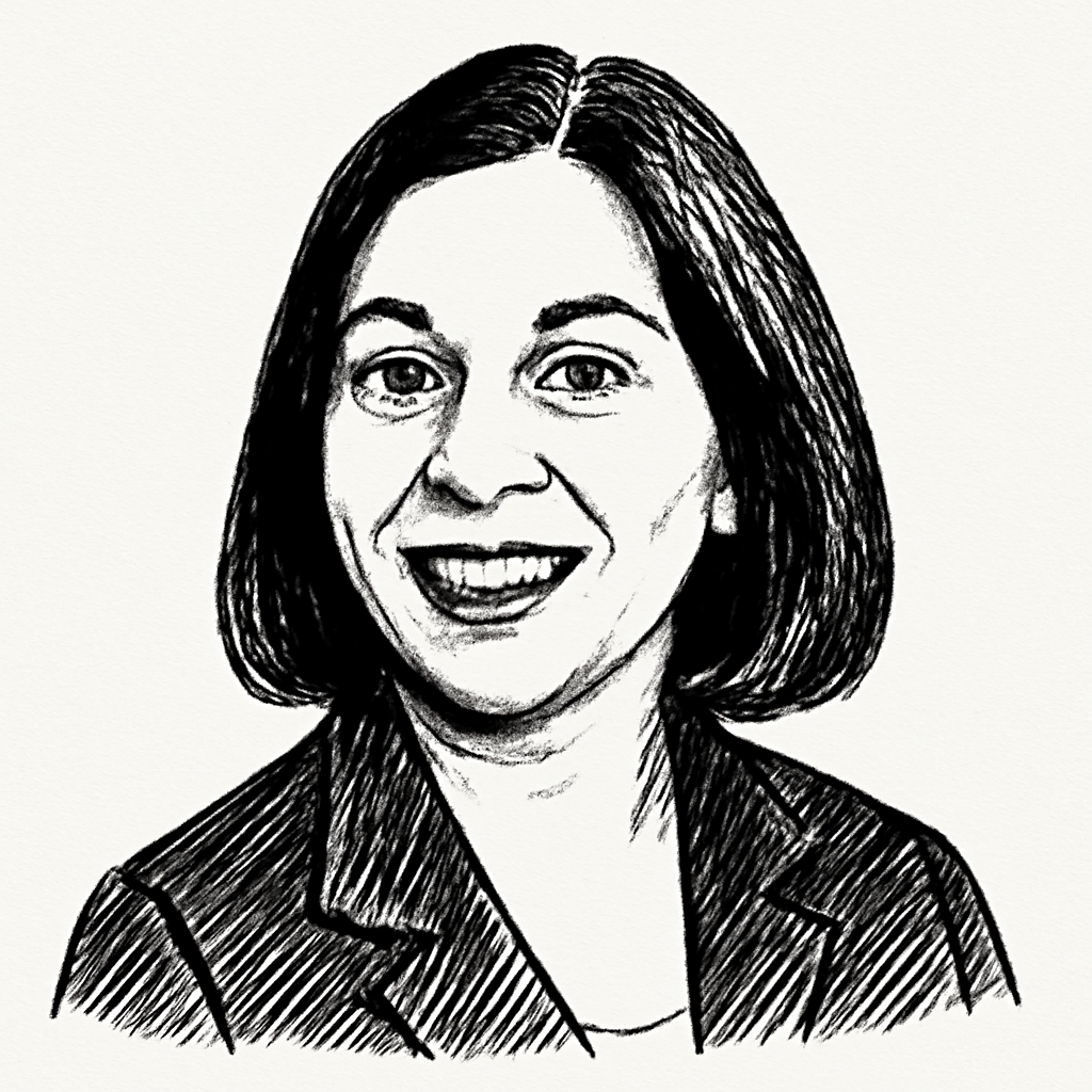 Drawn portrait of Mala Anand