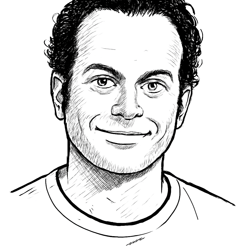 Drawn portrait of Les Kruger