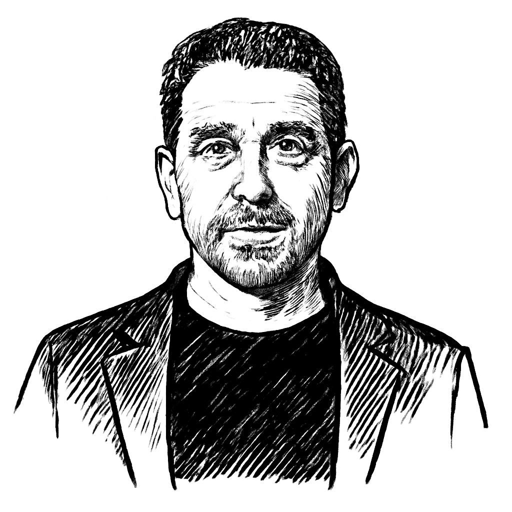 Drawn portrait of Panos Panay