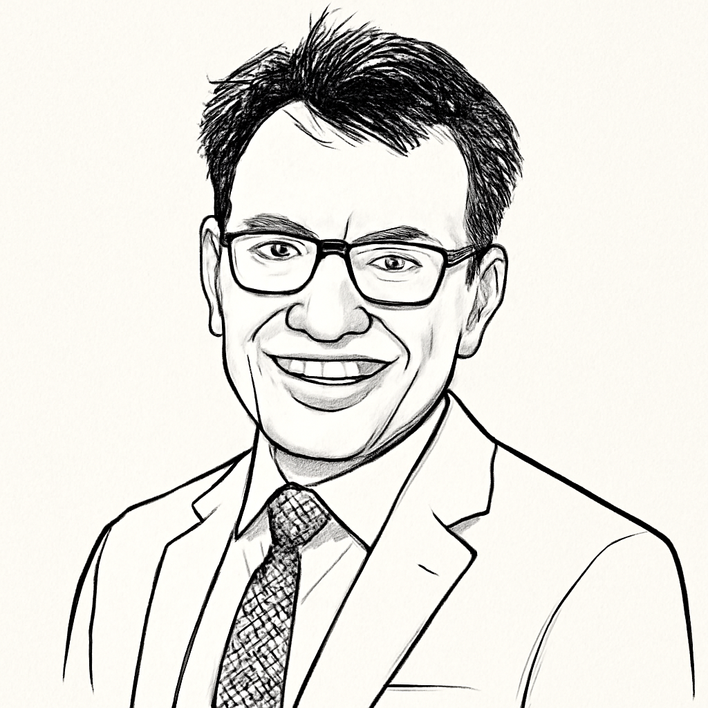 Drawn portrait of Mahavir Jindal