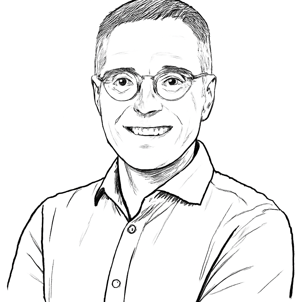 Drawn portrait of Neil Lindsay