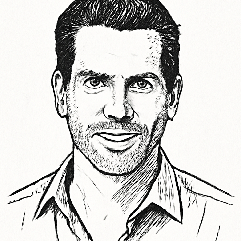 Drawn portrait of Timothy Campos