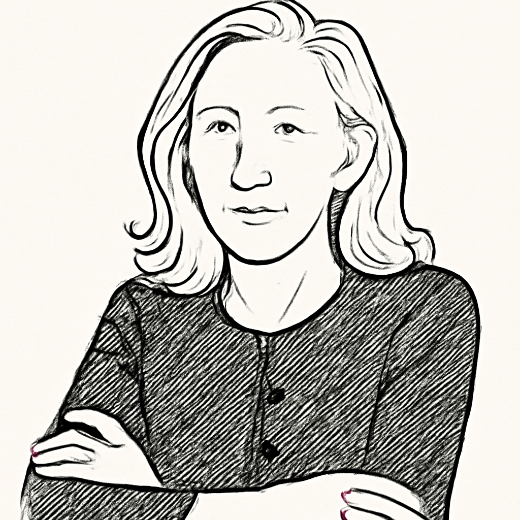Drawn portrait of Jennifer Newstead