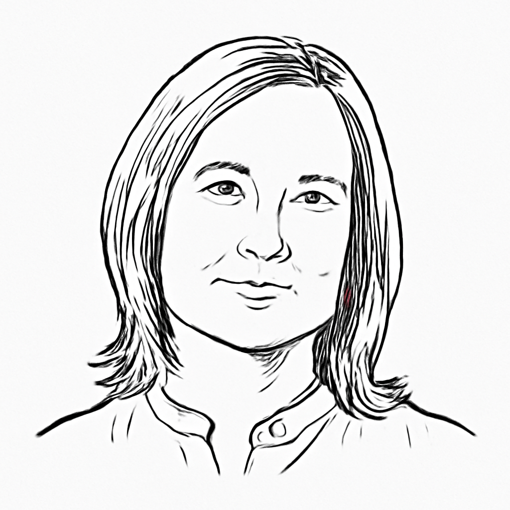 Drawn portrait of Katherine Adams