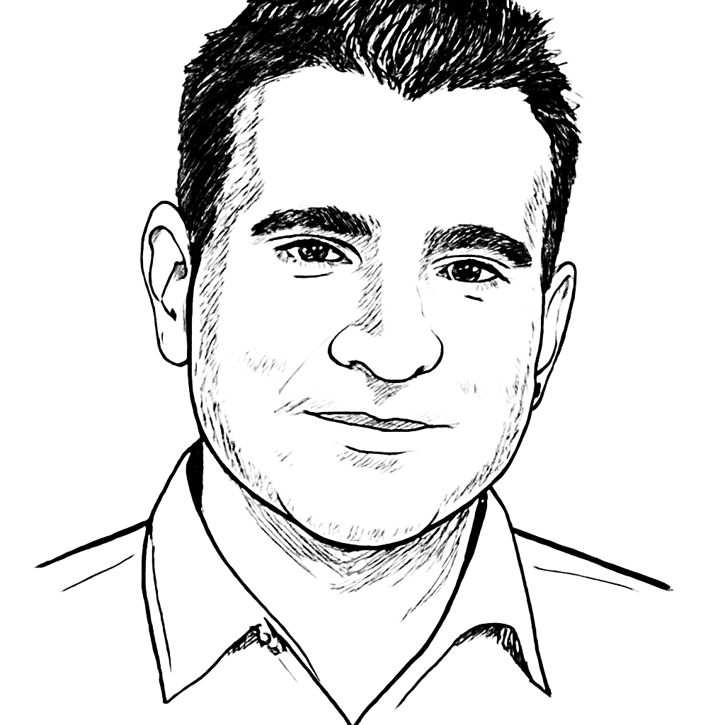Drawn portrait of Kevan Parekh