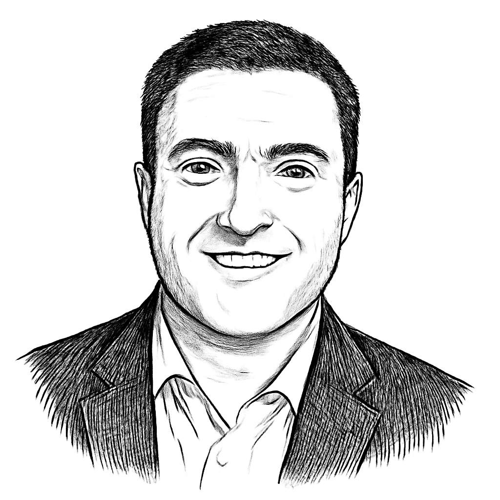 Drawn portrait of Marcelo Braga