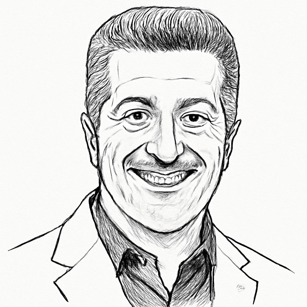 Drawn portrait of Alex Katouzian