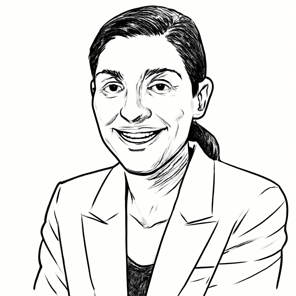 Drawn portrait of Nathalie Scardino