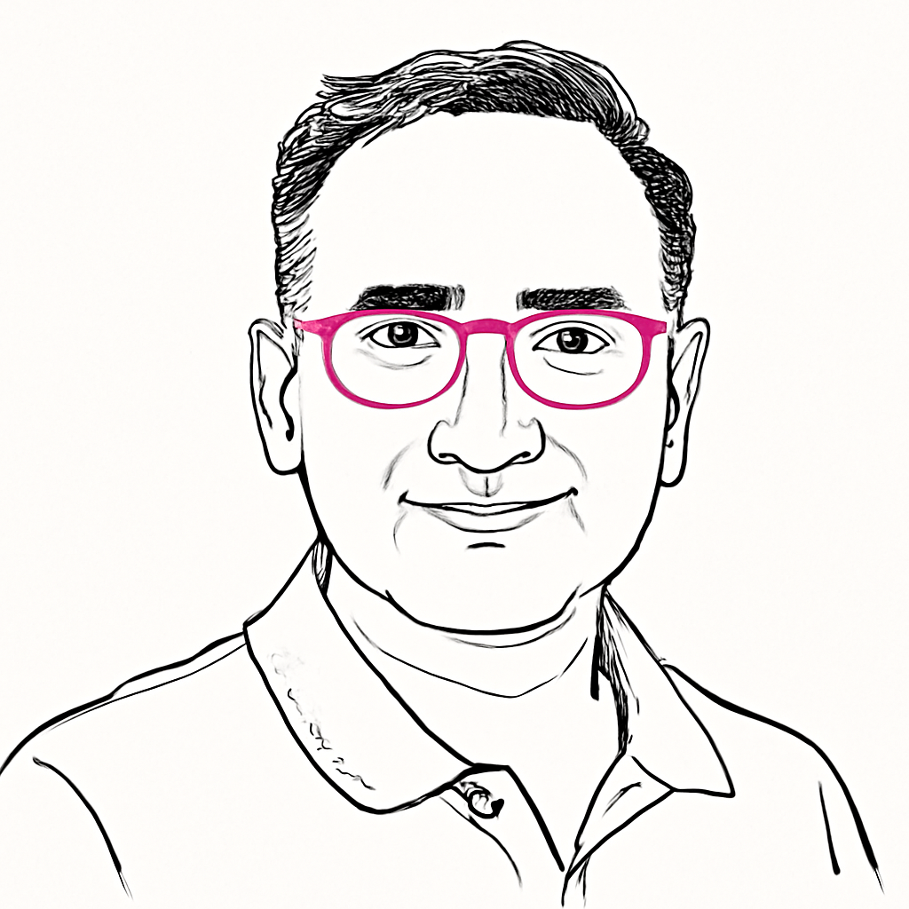 Drawn portrait of Jayesh Govindarajan