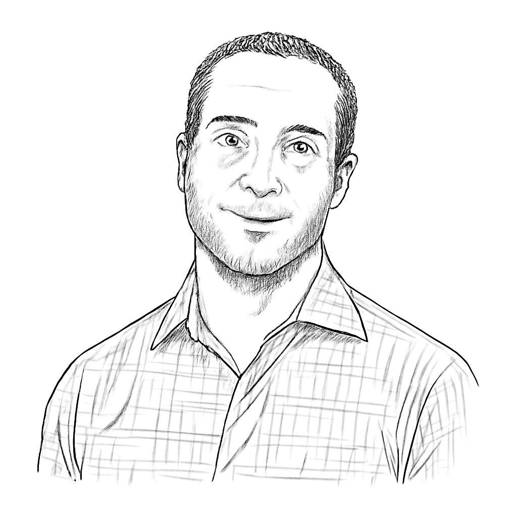 Drawn portrait of David Glazer