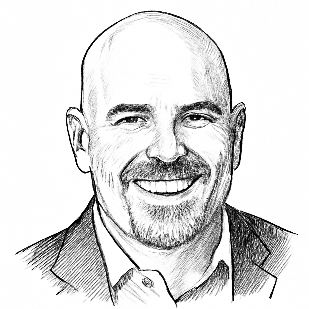 Drawn portrait of Mike Sicilia