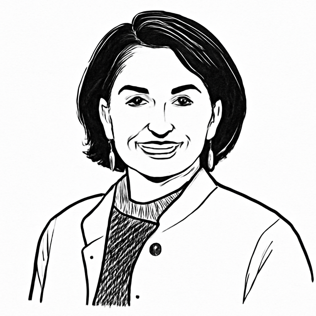 Drawn portrait of Seema Verma